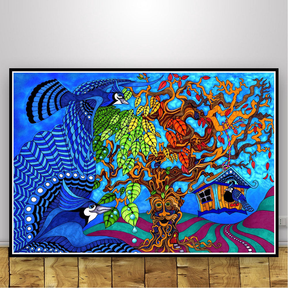 Abstract Black Light Painting Psychedelic Canvas