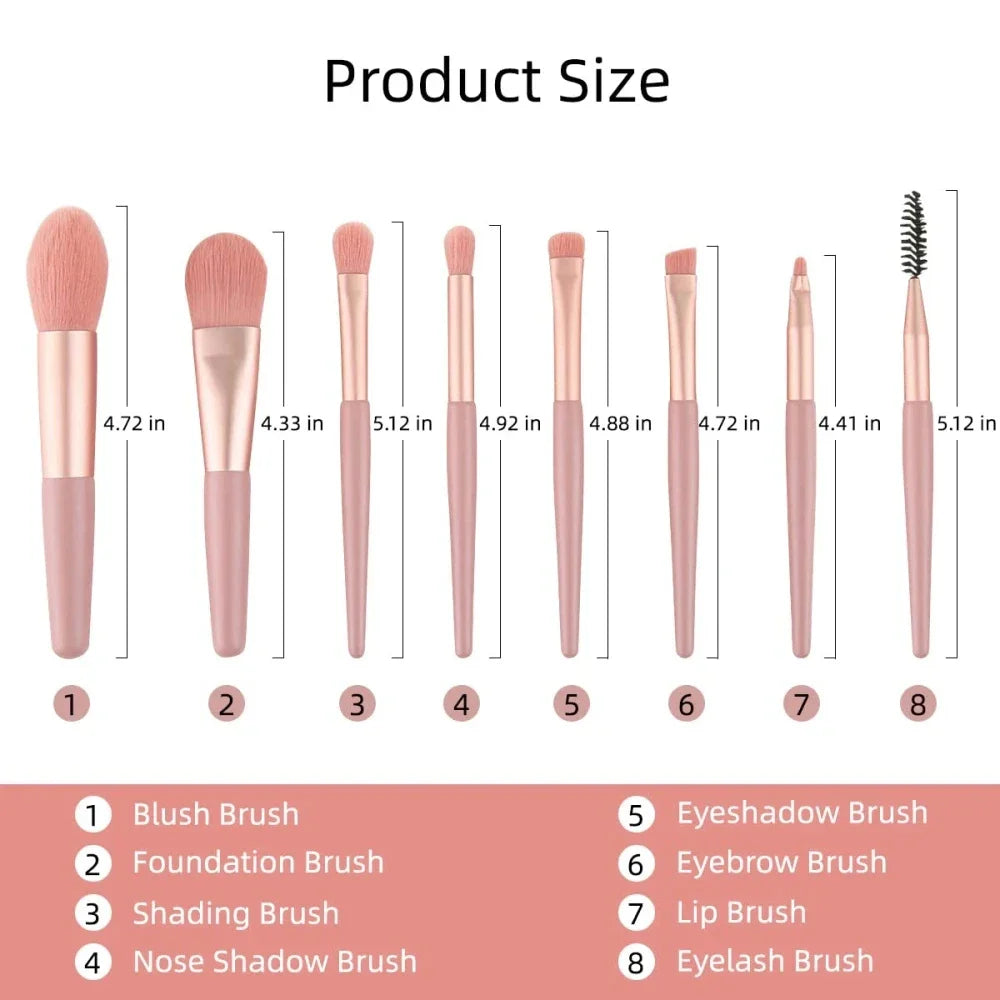 8Pcs Professional Makeup Brush Set Soft Fluffy Hair Brushes Eye Shadow Foundation Blush Blending Beauty Cosmetics Makeup Tools