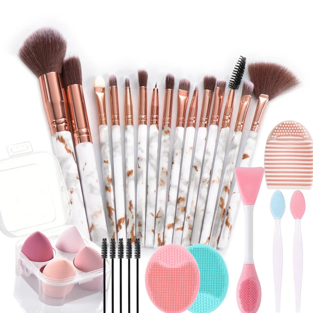 15pcs Marble makeup brushes set Face washing brush  makeup tools