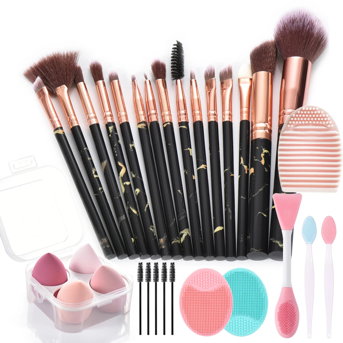 15pcs Marble makeup brushes set Face washing brush  makeup tools