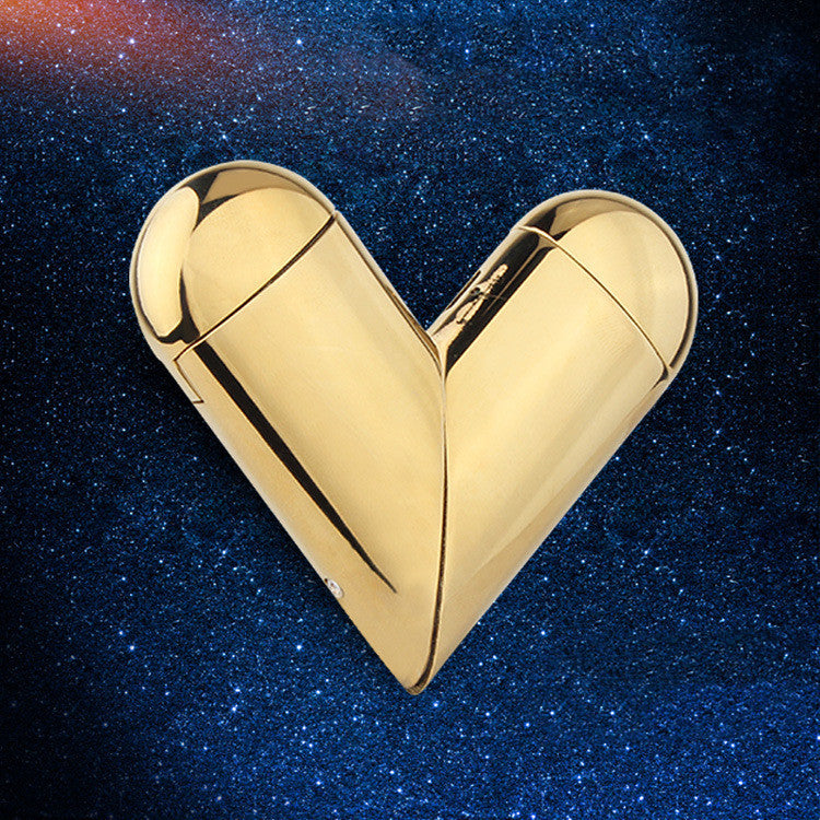 Heart Shape Gas-Electric Folding Lighter USB Electronic Charging  Plasma Lighter Flame Butane Gas Lighter Gadgets For Lover