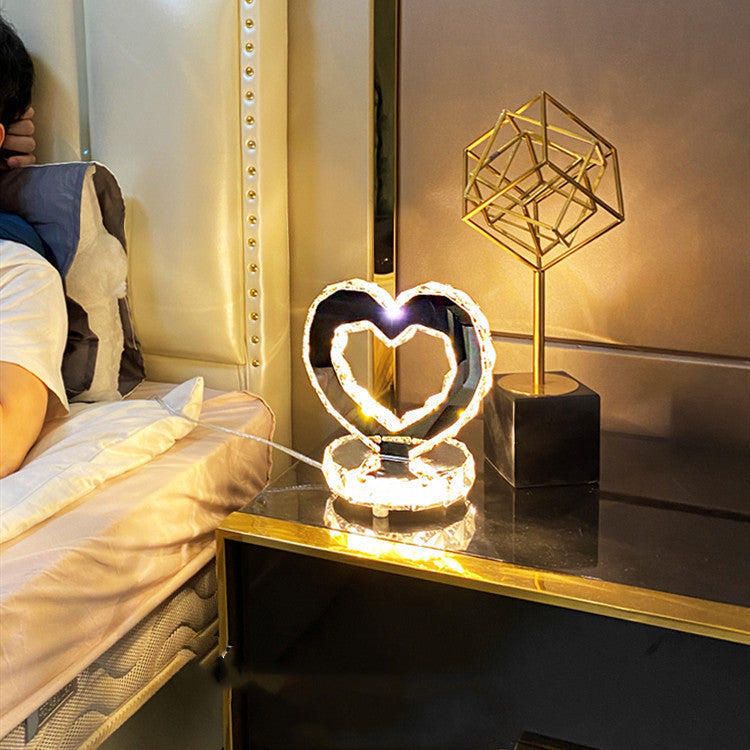 Heart-Shaped Table Lamp Simple Creative Decoration Stainless Steel Crystal Table Lamp