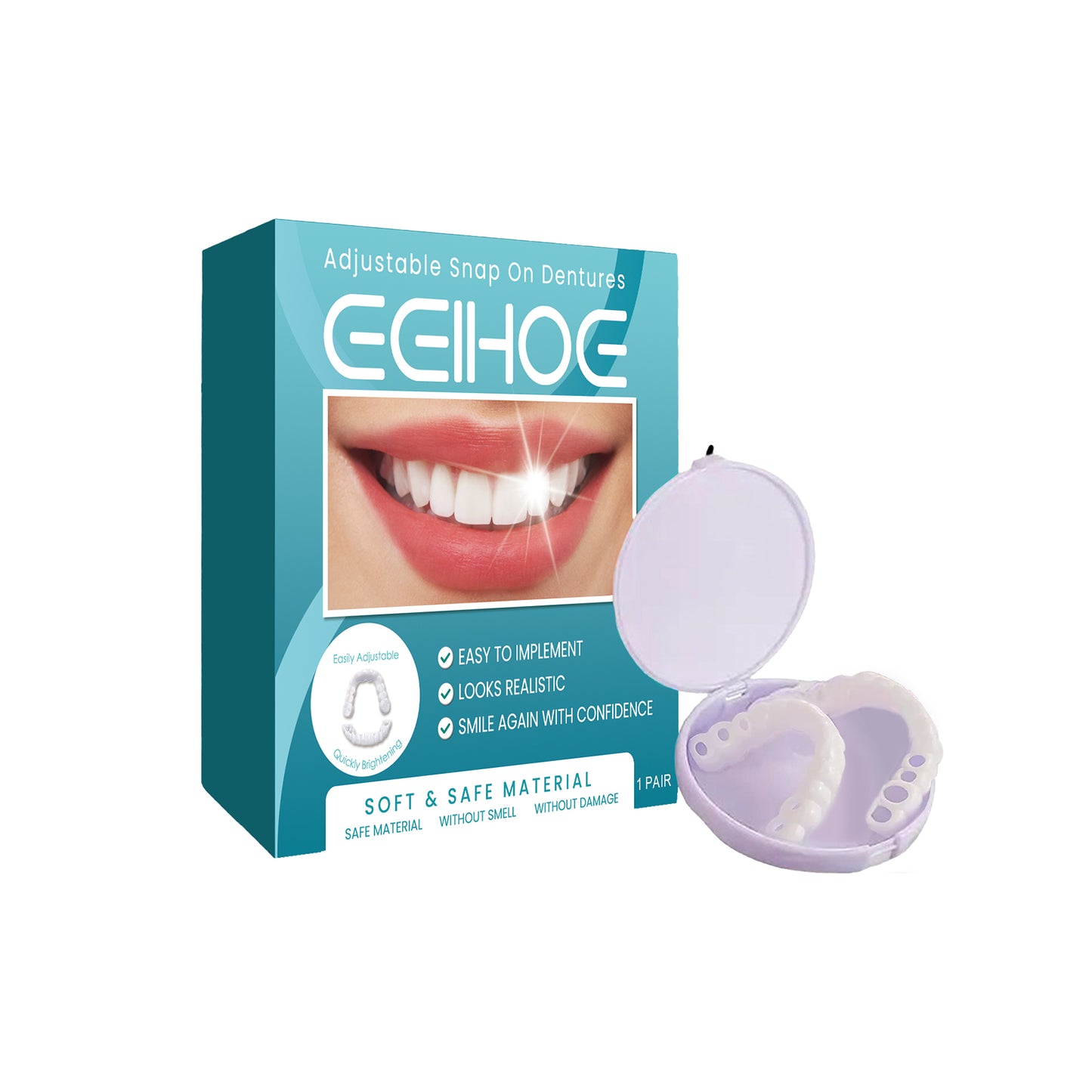 EELHOE Adjustable Buckle Denture, Temporary Fillings Interdental Fillings Orthodontic Denture Kits