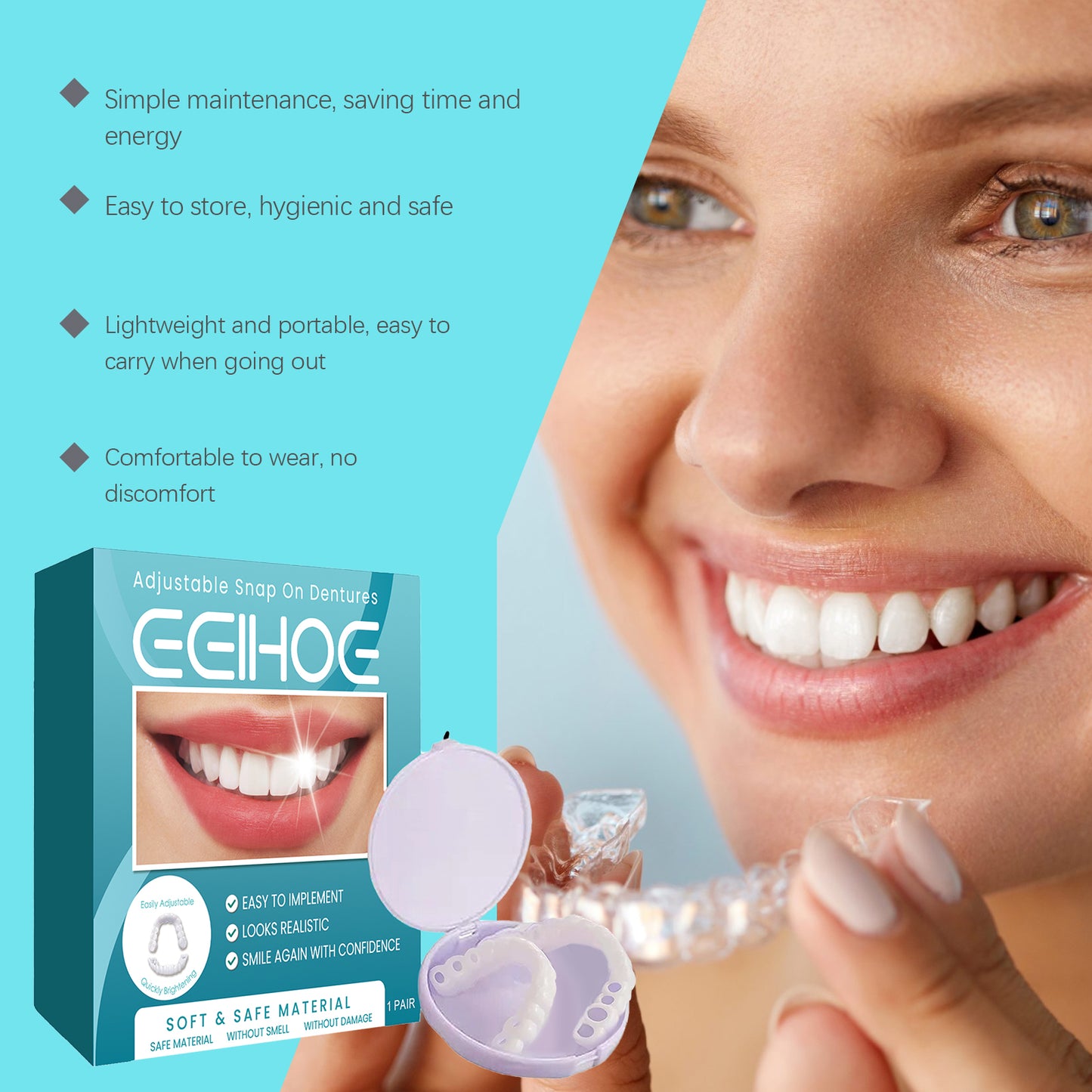 EELHOE Adjustable Buckle Denture, Temporary Fillings Interdental Fillings Orthodontic Denture Kits