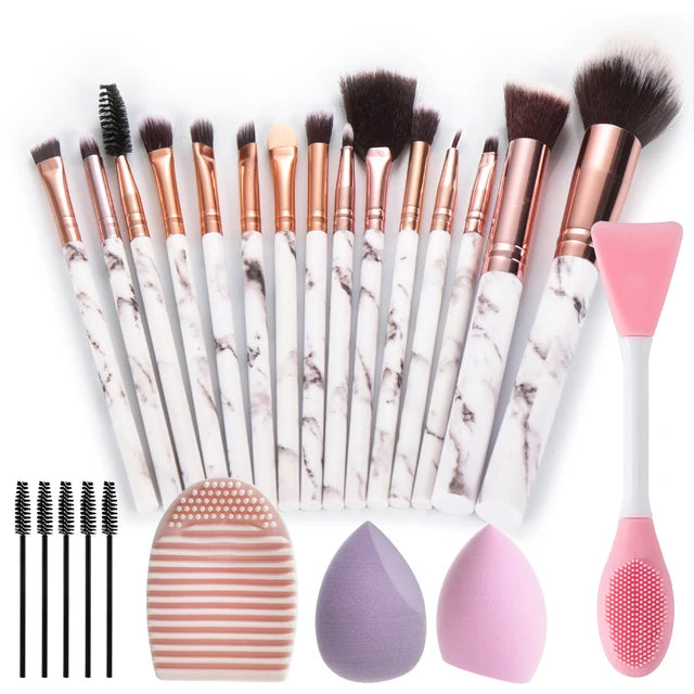 15pcs Marble makeup brushes set Face washing brush  makeup tools