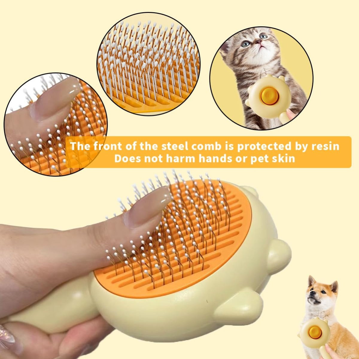 Cat and Dog Shedding Brush with Self-Cleaning Release Button Grooming Tool for Indoor Cats and Dogs, Pet Hair Remover Comb