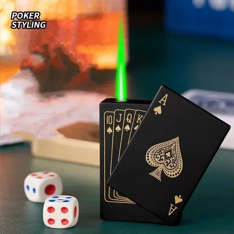 2024 Creative Playing Card Lighter Jet Flame Butane Torch Lighter Side Slip Ignition Windproof Cool Lighters Smoking Accessories