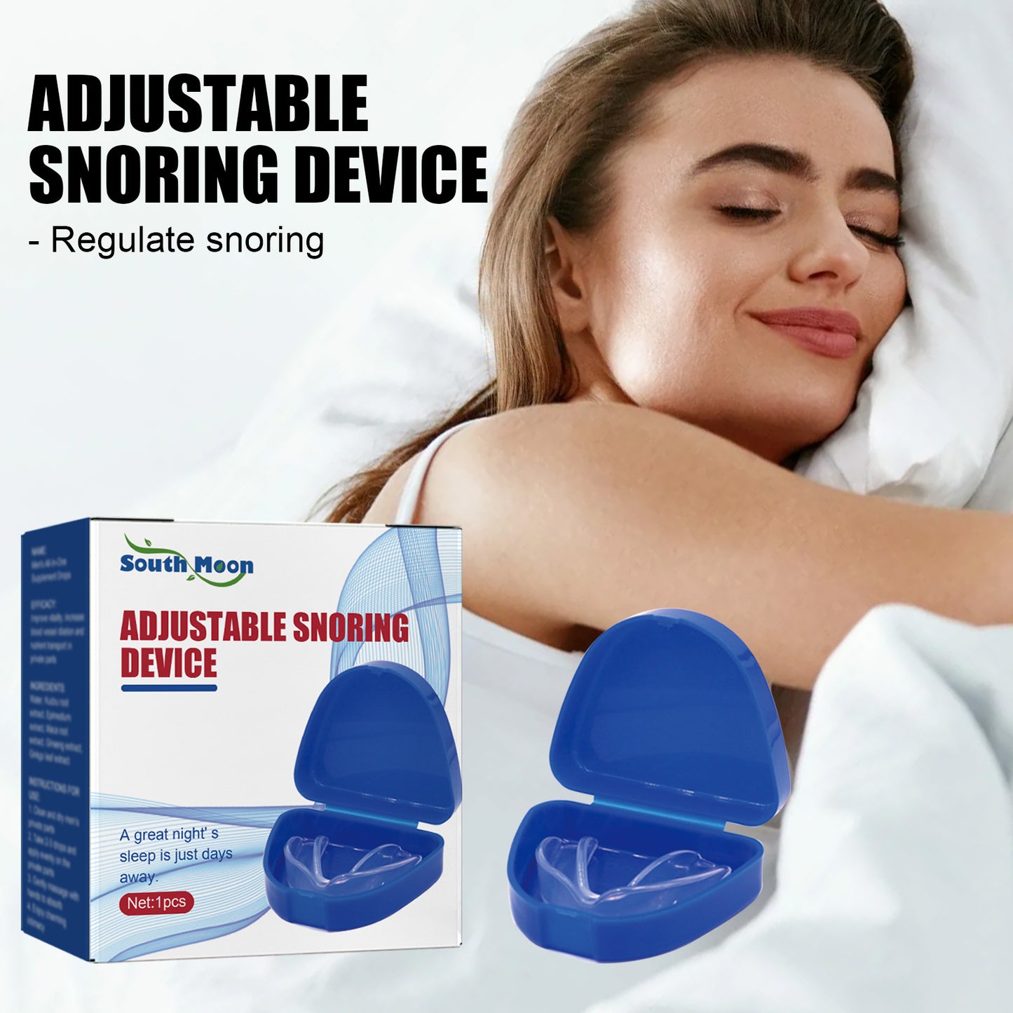 South Moon Adjustable Snoring Device, Correction At Night Help Sleep Cleaning Nasal Breathing Care Snore Stop Device