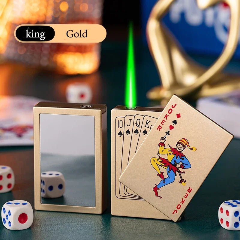 2024 Creative Playing Card Lighter Jet Flame Butane Torch Lighter Side Slip Ignition Windproof Cool Lighters Smoking Accessories