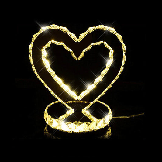 Heart-Shaped Table Lamp Simple Creative Decoration Stainless Steel Crystal Table Lamp