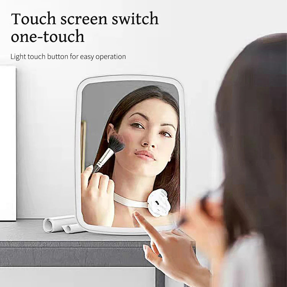 Portable Makeup Mirror With Led Light Touch Screen  Beauty Tools