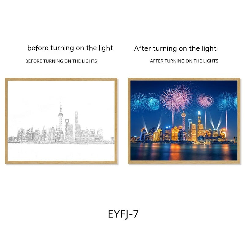 City Night View Landscape Painting Bedroom Bedside Room Light Painting