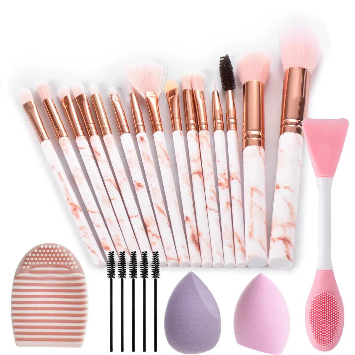 15pcs Marble makeup brushes set Face washing brush  makeup tools