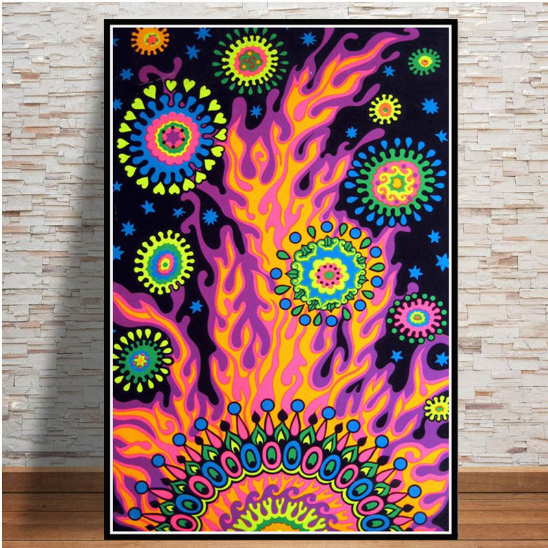 Abstract Black Light Painting Psychedelic Canvas