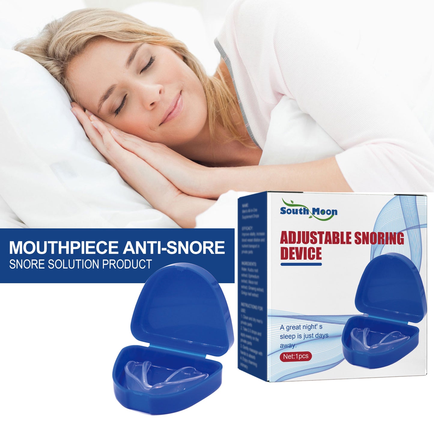 South Moon Adjustable Snoring Device, Correction At Night Help Sleep Cleaning Nasal Breathing Care Snore Stop Device