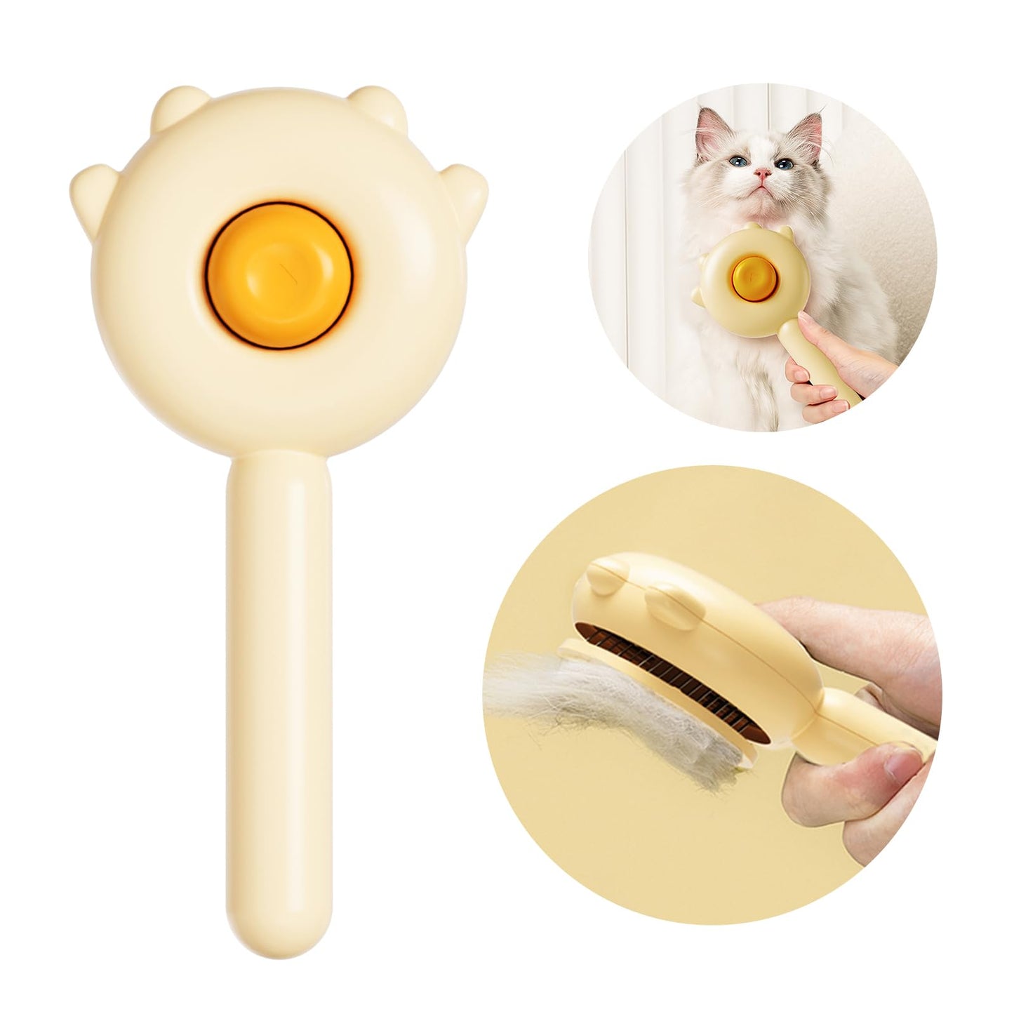 Cat and Dog Shedding Brush with Self-Cleaning Release Button Grooming Tool for Indoor Cats and Dogs, Pet Hair Remover Comb