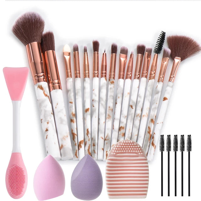 15pcs Marble makeup brushes set Face washing brush  makeup tools