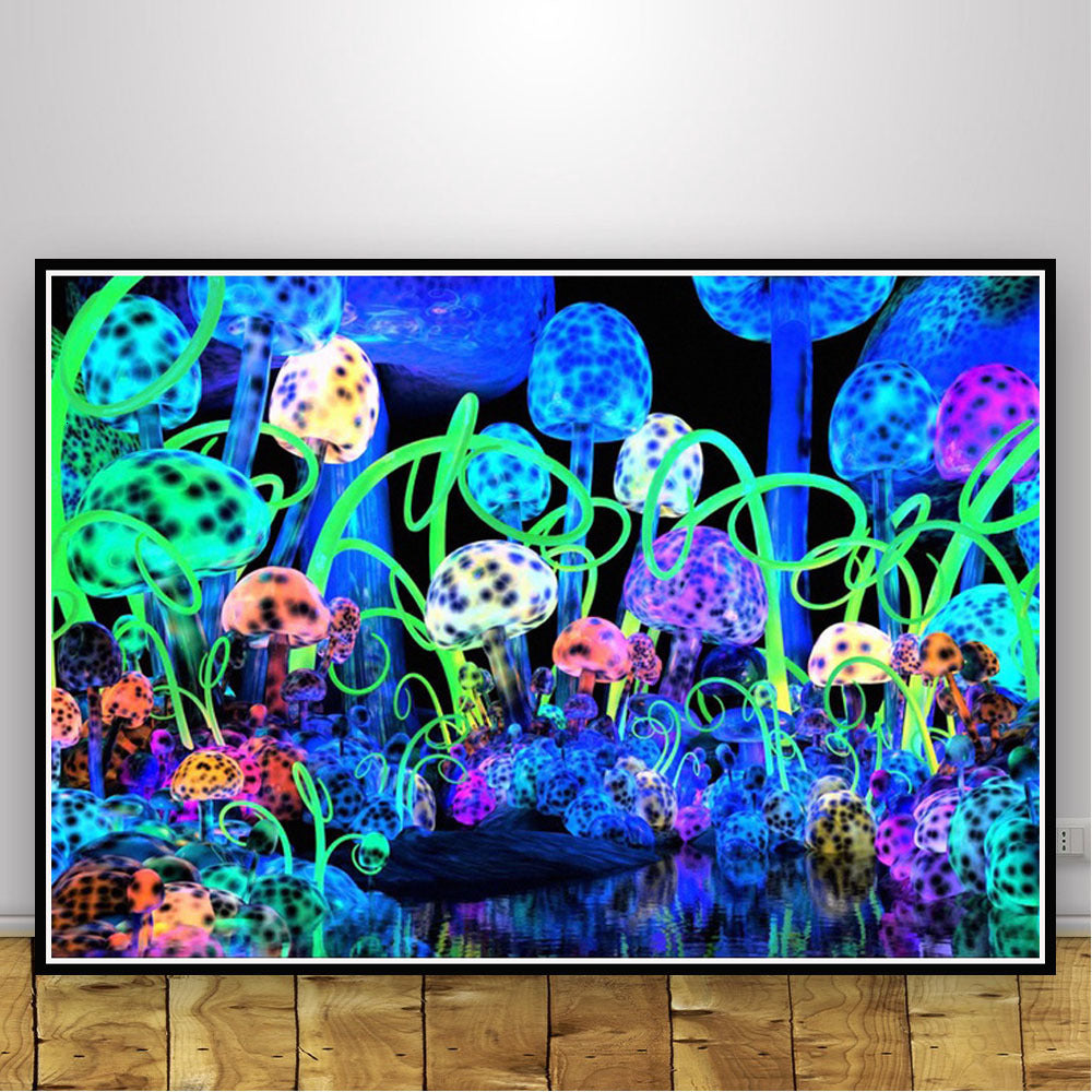 Abstract Black Light Painting Psychedelic Canvas