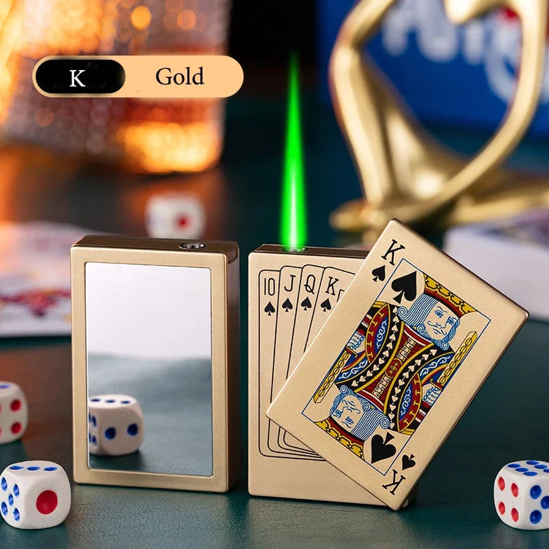 2024 Creative Playing Card Lighter Jet Flame Butane Torch Lighter Side Slip Ignition Windproof Cool Lighters Smoking Accessories