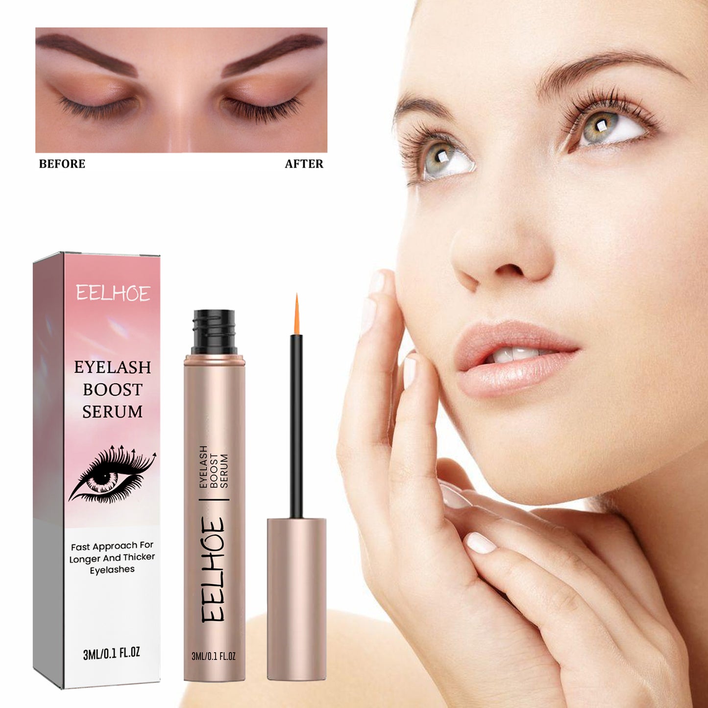 EELHOE Eyelash Boost Serum, Lashes Black Long Mild Natural Thick Curl Curl Lasting Not Faint Dyed Eyelash Liquid