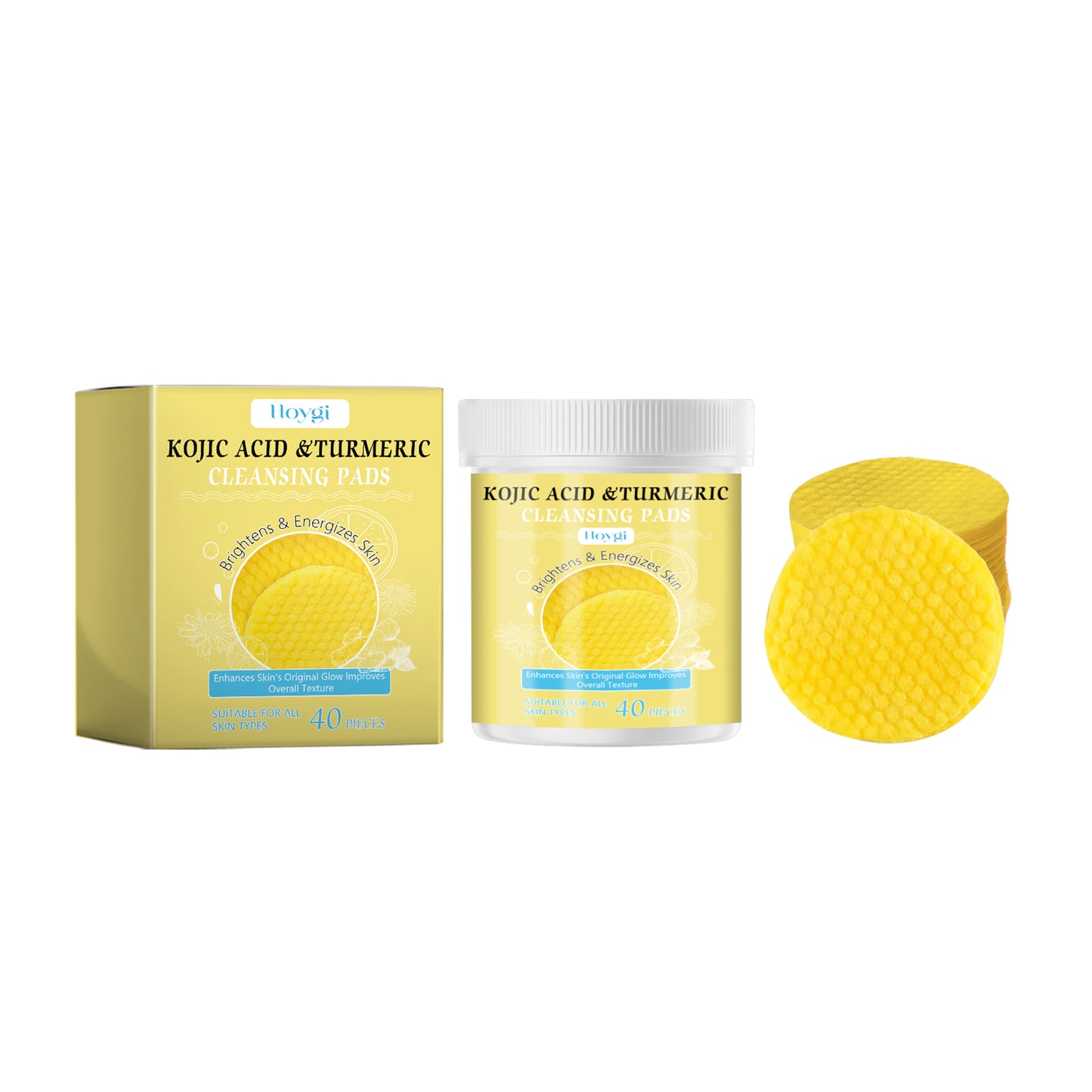 Hoygi Turmeric Acid Cleansing Pad Facial Daily Cleansing Gentle Skin Care Moisturizing Skin Brightening Cleanser