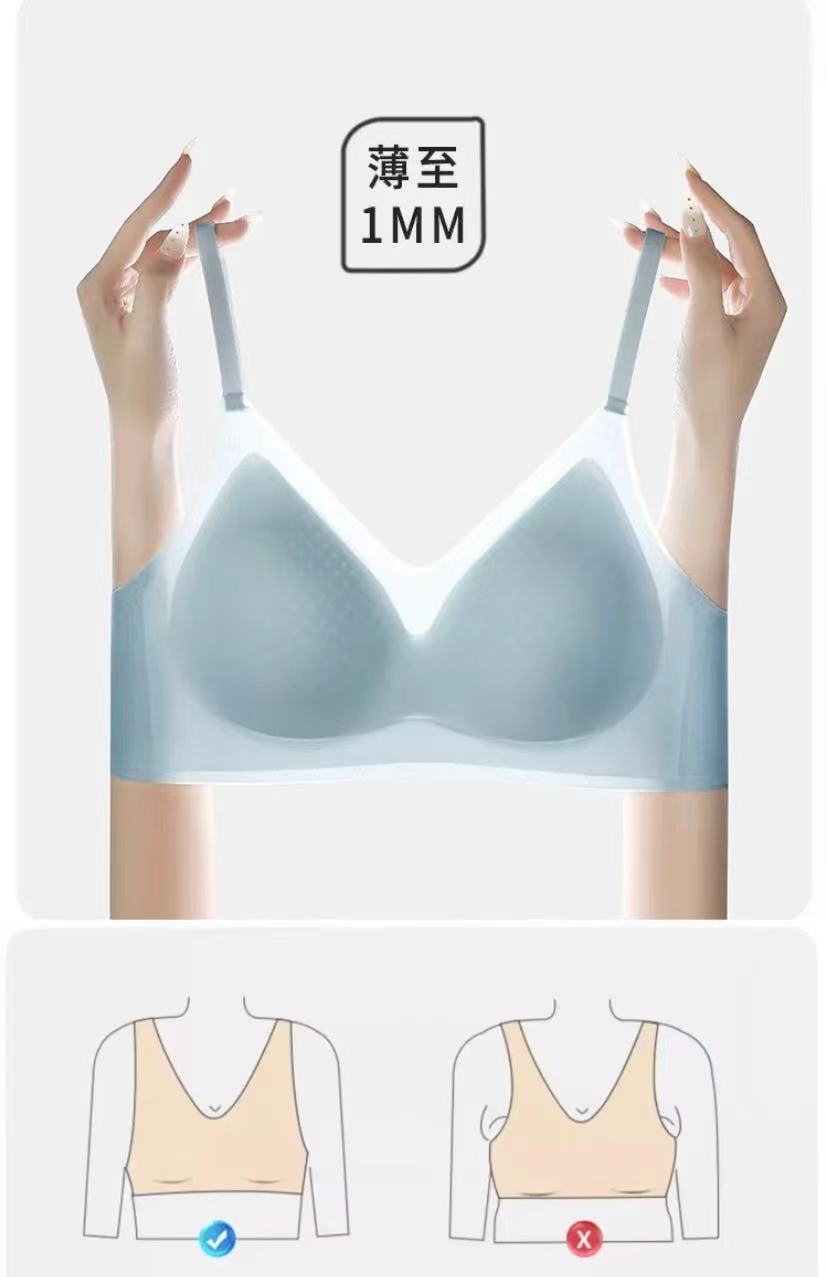 3PCS Women's Ultra Thin Ice Silk Bra Summer Seamless Underwear Breathable Bralette Sexy Lingerie Invisible Sports Bra