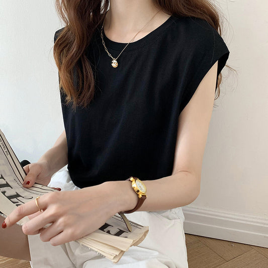 White sleeveless t-shirt women's loose 2024 summer new fashion black vest t-shirt student top to wear ins