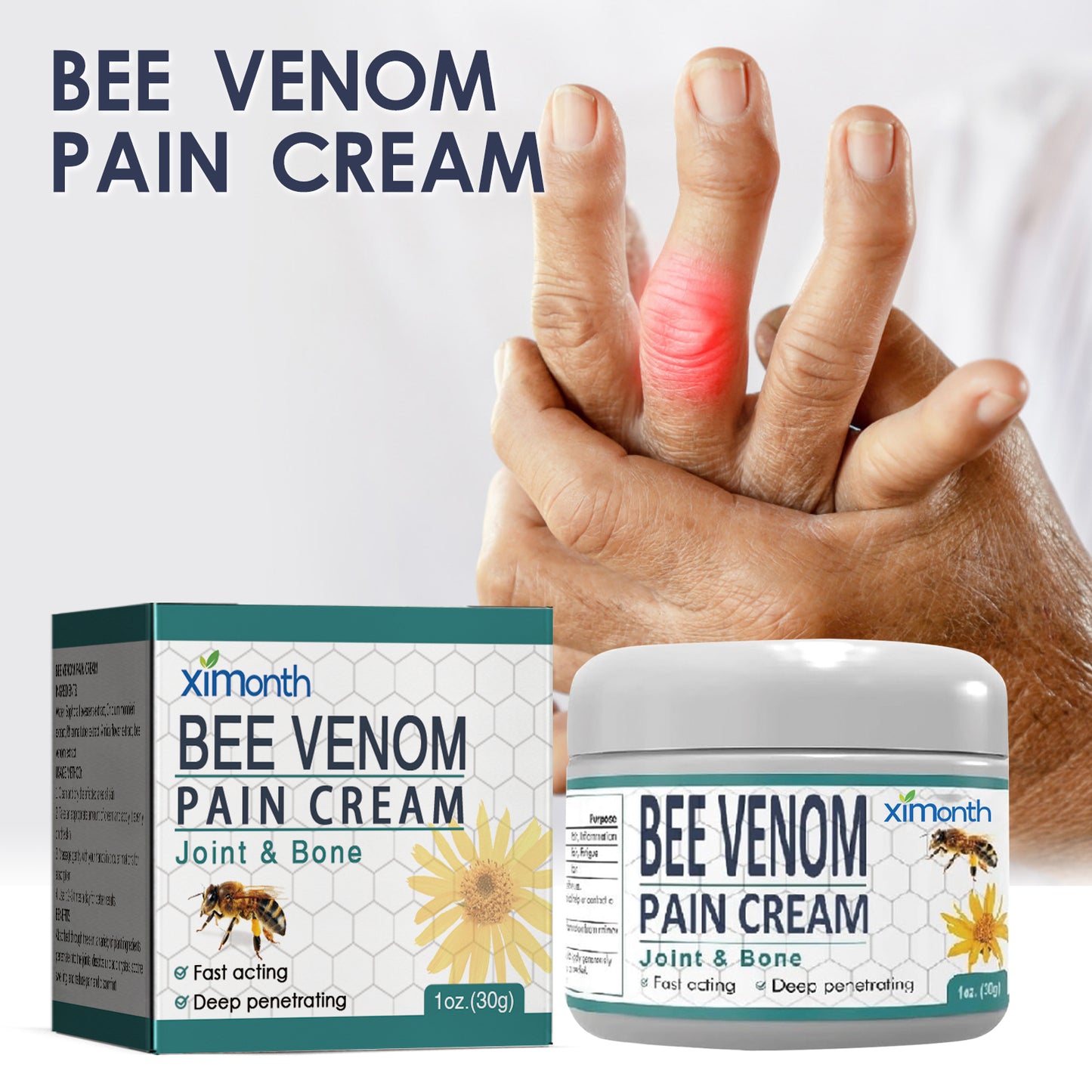 Ximonth Bee Venom Joint Cream, Relieves Hands Legs Bones Knees Lumbar Spine Sedentary Joint Pain Body Care Cream