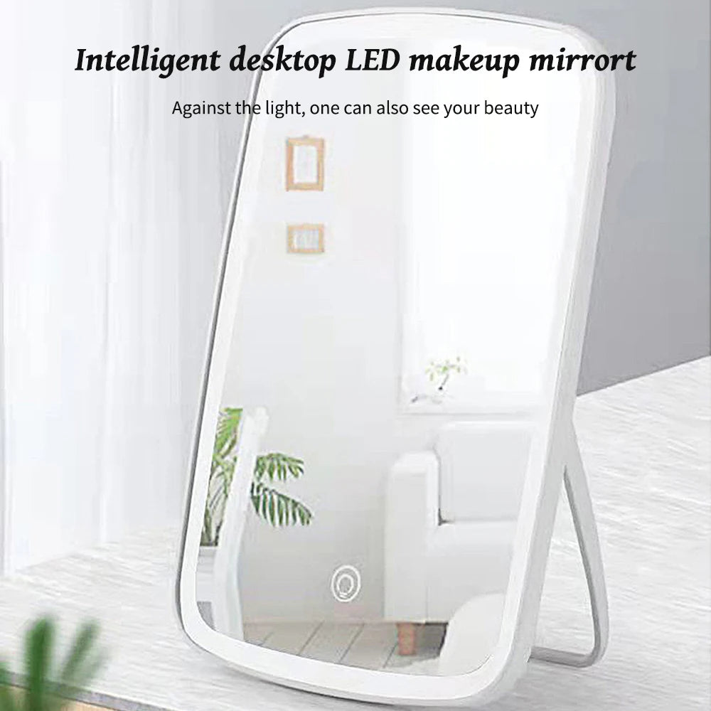 Portable Makeup Mirror With Led Light Touch Screen  Beauty Tools