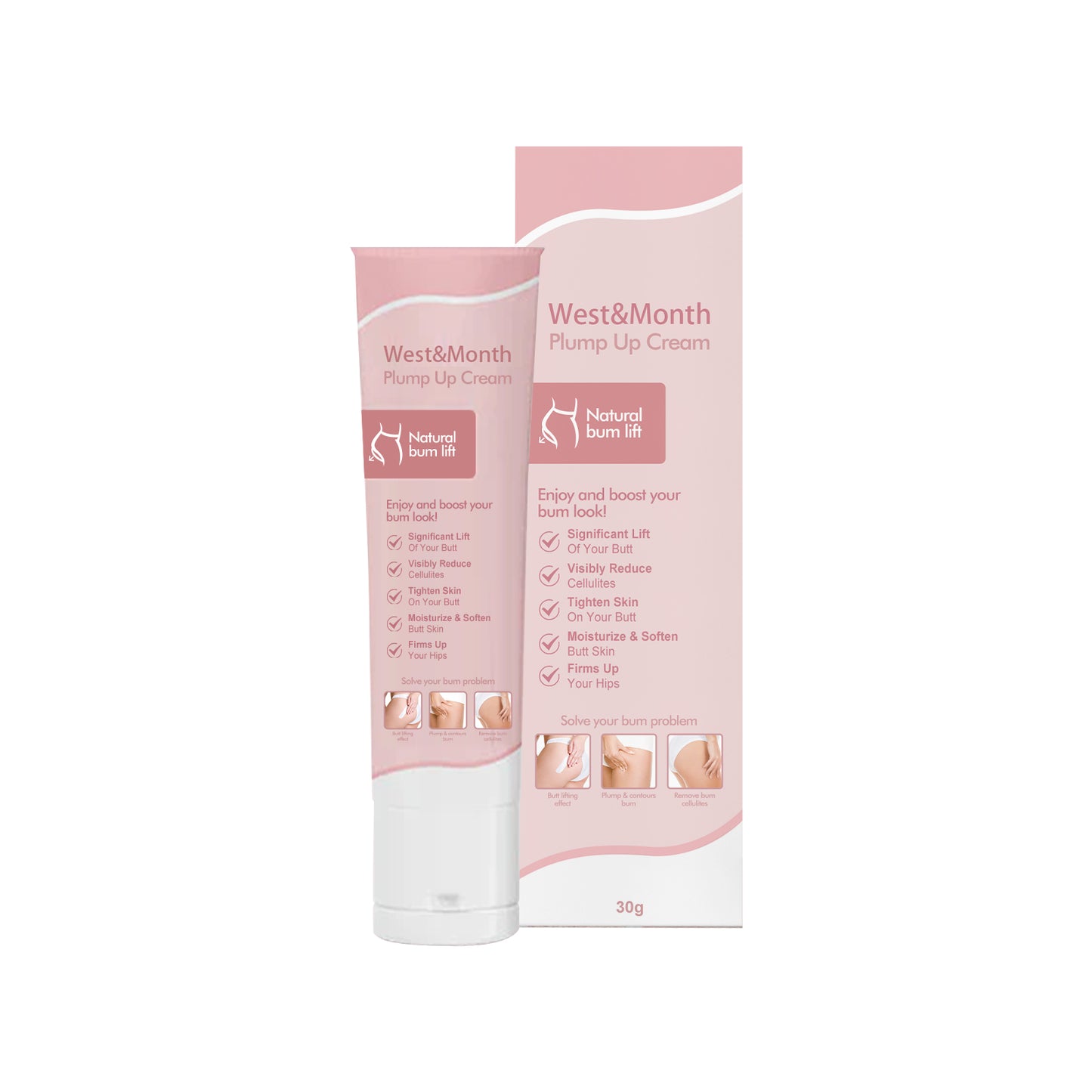 West&Mooth Body Plump Up Cream, Firming And Lifting Hips Highlights Curves And Volumizing Hips Cream