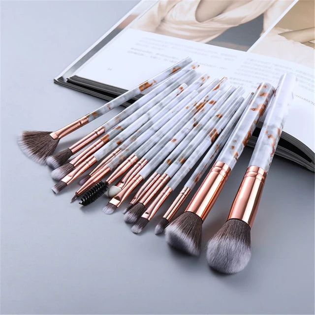 15pcs Marble makeup brushes set Face washing brush  makeup tools