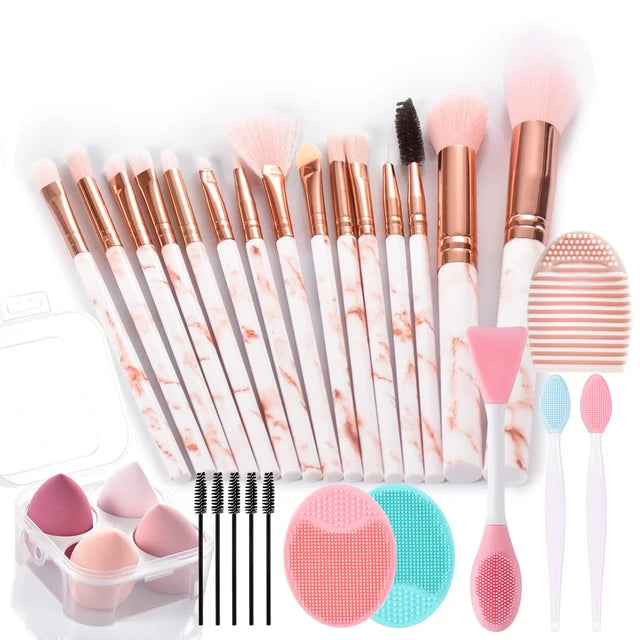 15pcs Marble makeup brushes set Face washing brush  makeup tools