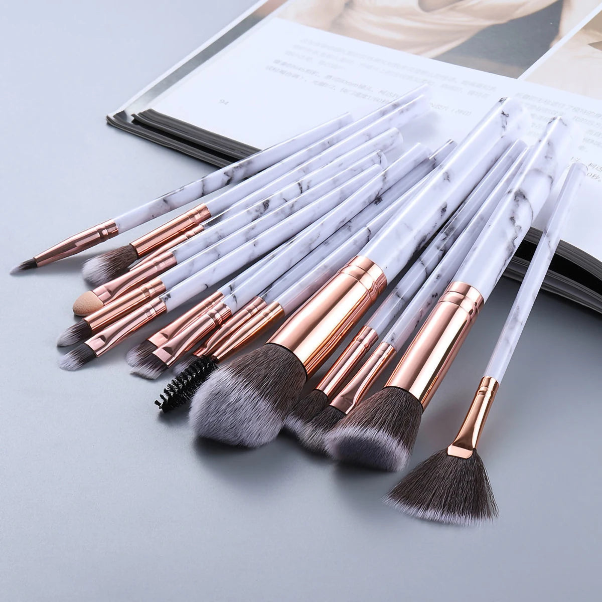 15pcs Marble makeup brushes set Face washing brush  makeup tools