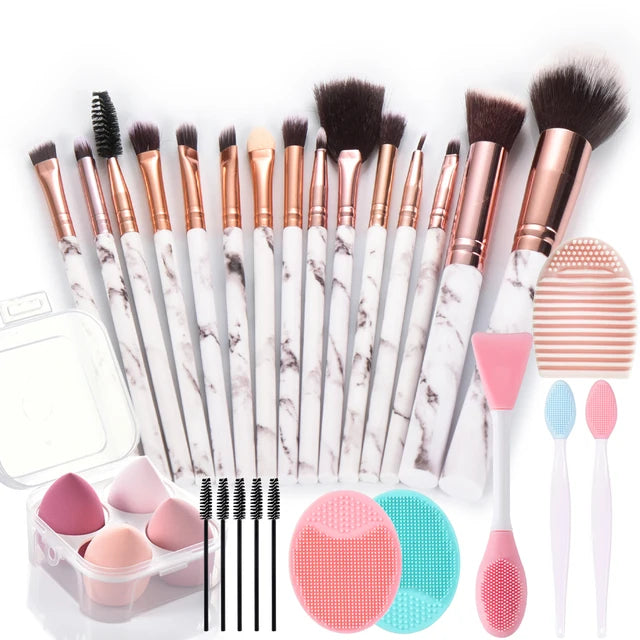 15pcs Marble makeup brushes set Face washing brush  makeup tools