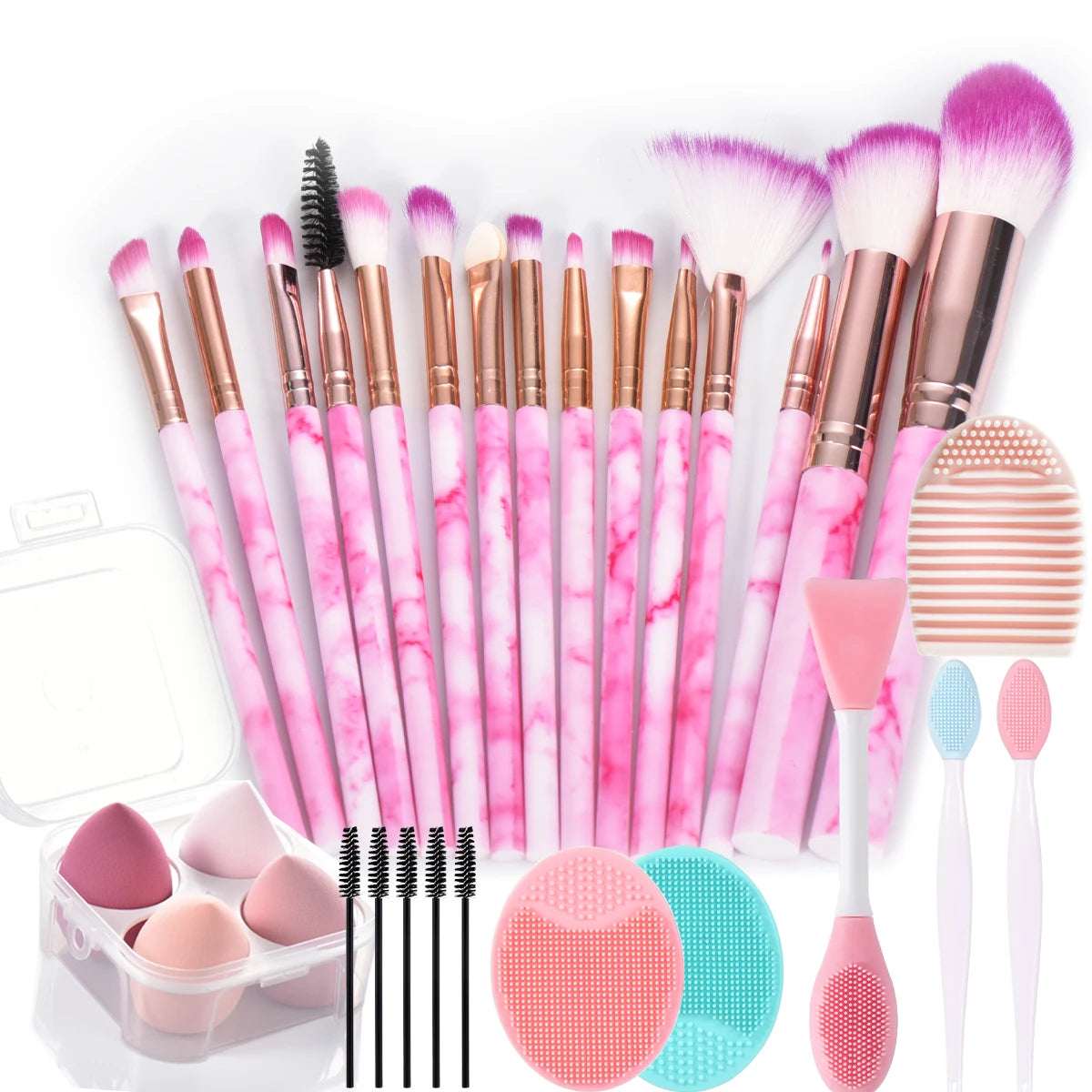 15pcs Marble makeup brushes set Face washing brush  makeup tools