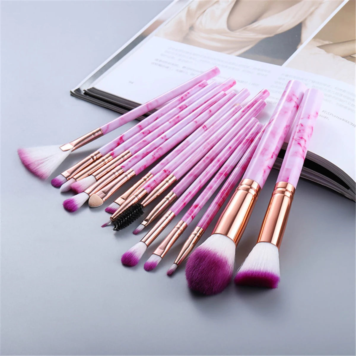 15pcs Marble makeup brushes set Face washing brush  makeup tools