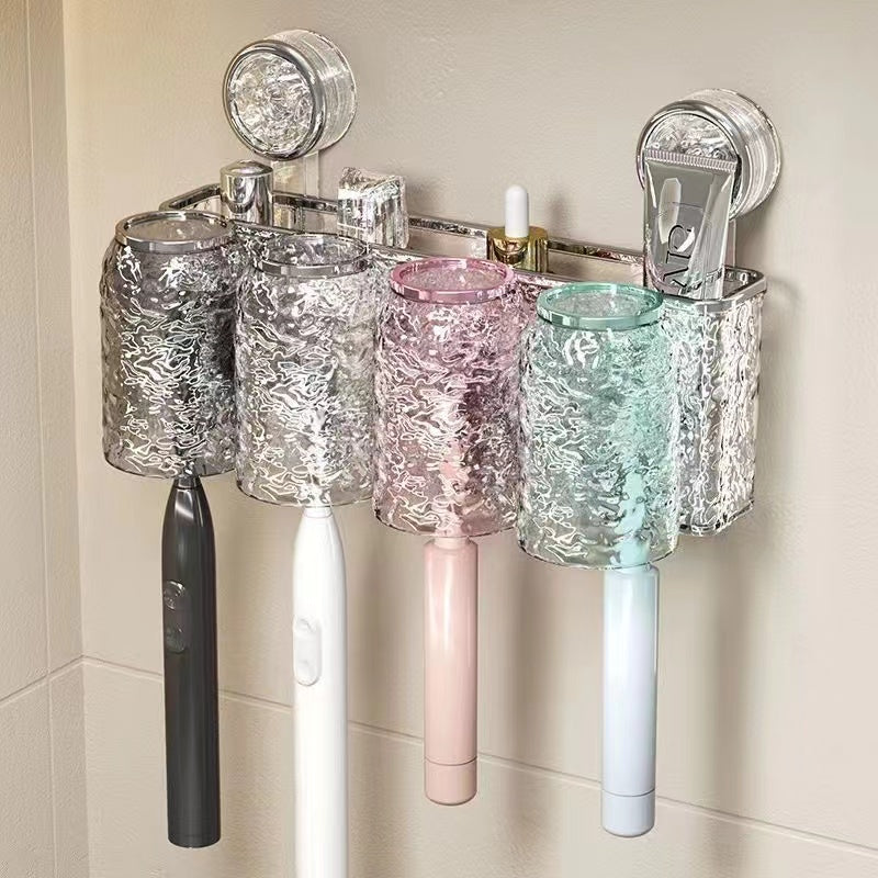 Suction Cup Toothbrush Rack Wall mounted Storage Rack Bathroom Supplies