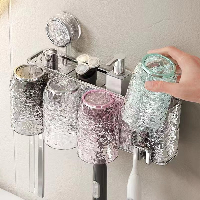 Suction Cup Toothbrush Rack Wall mounted Storage Rack Bathroom Supplies